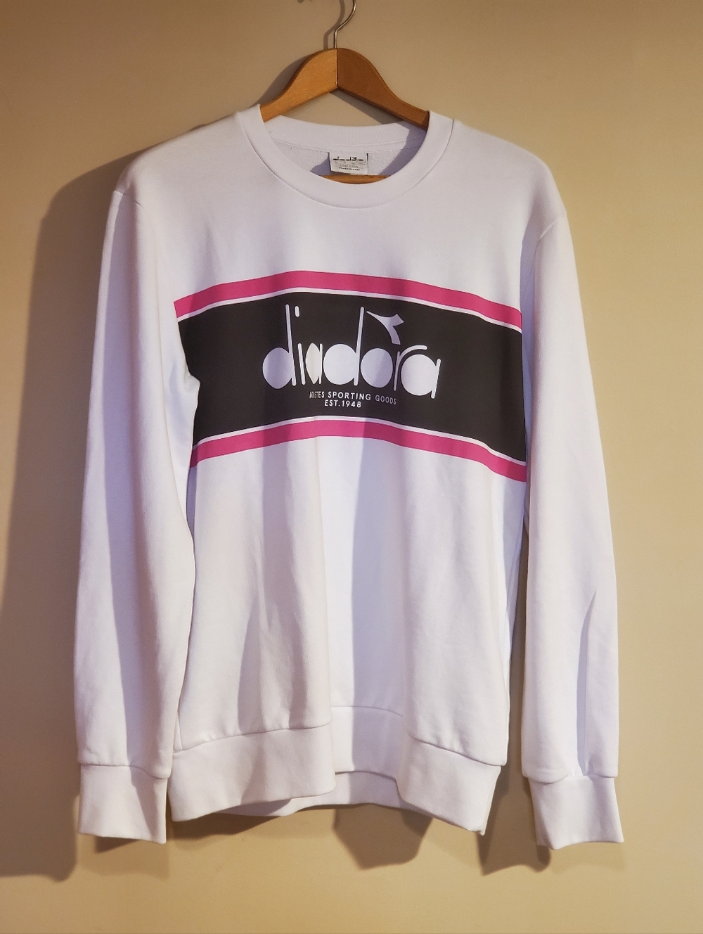 Diadora 80's Cotton Crew Logo Sweatshirt in Optical White colorway Italy (C40)